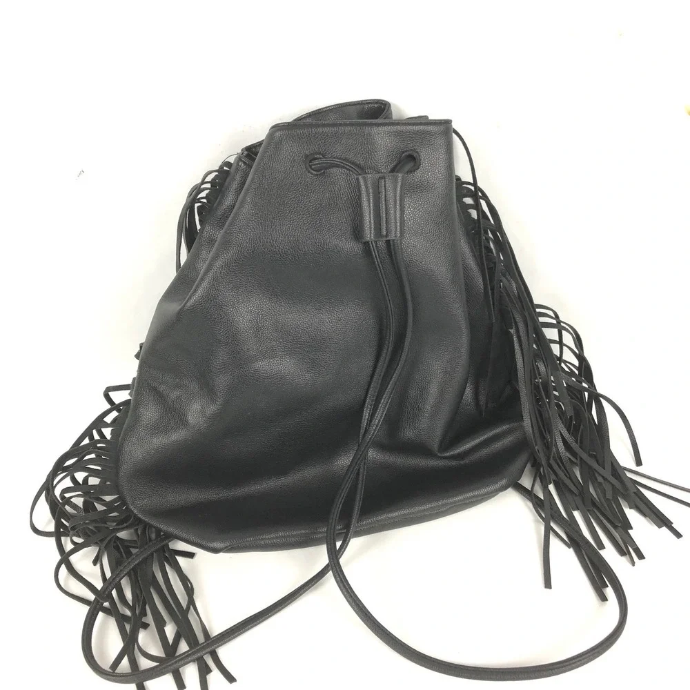 Victorias Secret‎ Backpack Womens Fringe Black Faux Leather J